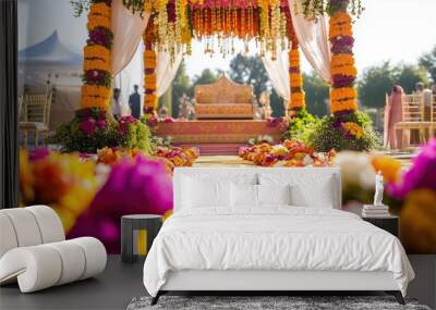 Colorful traditional Indian wedding ceremony Wall mural