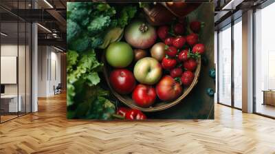 Fresh organic fruits and vegetables healthy eating Wall mural