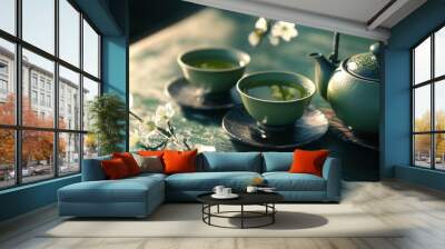 Green japanese tea Wall mural