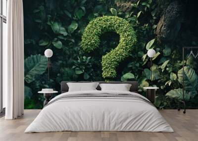 Question sign covered with green plants Wall mural