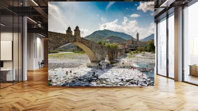 medieval bridge in Bobbio Italy Wall mural