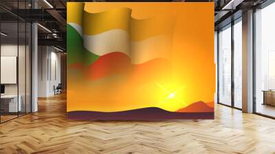 comoros waving flag background design on sunset view vector illustration Wall mural