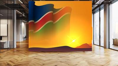 namibia waving flag background design on sunset view vector illustration Wall mural