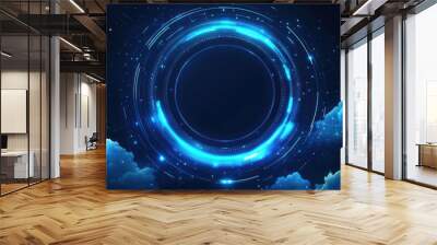 Abstract Blue Futuristic Circle in Night Sky Wall mural