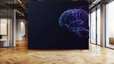 Abstract Brain with Glowing Lines Wall mural