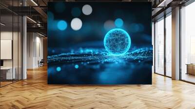 Abstract sphere on a digital landscape Wall mural