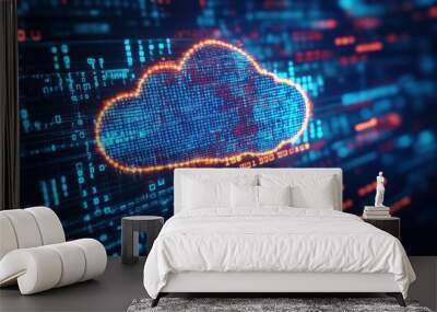 Digital Cloud Computing Concept Wall mural