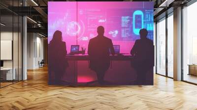 Silhouettes of Business People Meeting in a Conference Room Wall mural