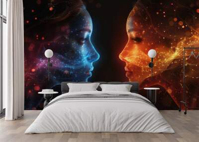 Two Women in Glowing Colors Wall mural