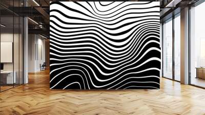 Black and white Psychedelic Linear Wavy Backgrounds Wall mural