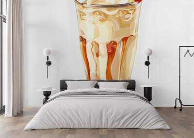 delightfully refreshing ice cream float with soda bubbles and creamy toppings in a tall glass highlighted by white, png Wall mural