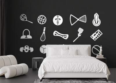 vector sport icons on black backround Wall mural