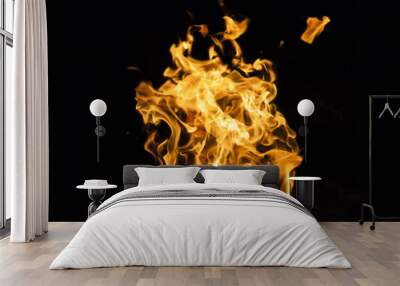 Fire flame on black background Wall mural