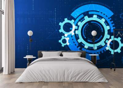 Abstract vector gears. Frame of gear and gear mechanisms. Engineering or mechanical technology concept. Hi-tech digital technologies and engineering. abstract tech background. Innovative technologies. Wall mural