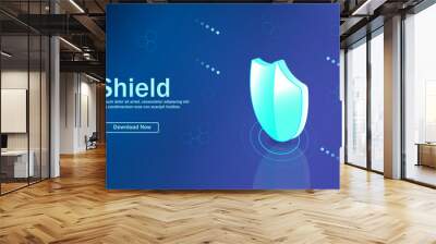 Shield. The concept of protection and security of security. Cybersecurity and information or network protection Wall mural