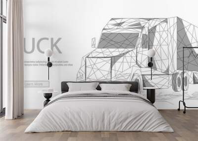 Truck. Logistics low poly art illustration.Vehicle, transport delivery, cargo logistics concept. Freight transport, international delivery. Cargo transportation service concept with connected dots. Wall mural