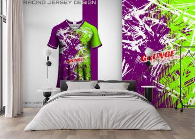 Abstract textured sports jersey design t-shirt for racing,  football,  gaming,  motocross,  cycling. Mockup vector design template. Wall mural