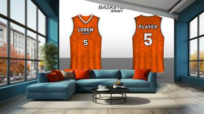 Basketball jersey design template. Uniform front and back. Sports jersey vector. Wall mural