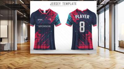 Front back tshirt design. Sports design for football, racing, cycling, gaming jersey vector. Wall mural