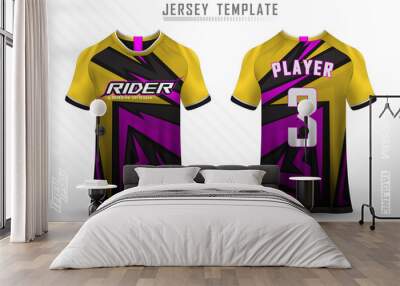 Front back tshirt design. Sports design for football racing cycling gaming jersey vector. Wall mural