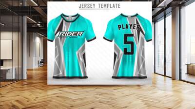 Front back tshirt design. Sports design for football racing cycling gaming jersey vector. Wall mural