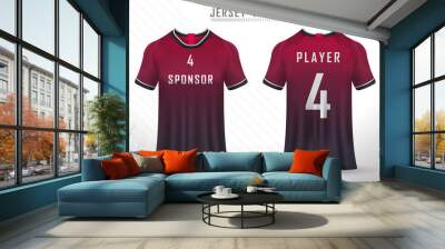 Front back tshirt design. Sports design for football racing cycling gaming jersey vector. Wall mural