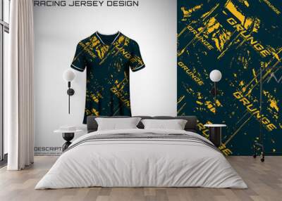 Front racing shirt design. Sports design for racing, cycling, jersey game vector. Wall mural