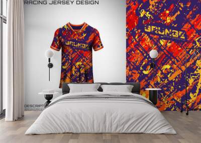 Front racing shirt design. Sports design for racing, cycling, jersey game vector. Wall mural