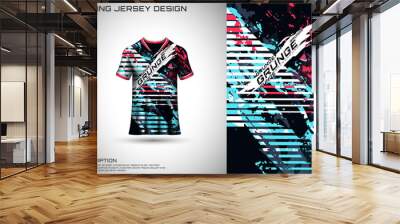 Front racing shirt design. Sports design for racing, cycling, jersey game vector. Wall mural