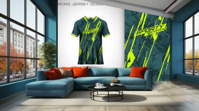 Front racing shirt design. Sports design for racing, cycling, jersey game vector. Wall mural