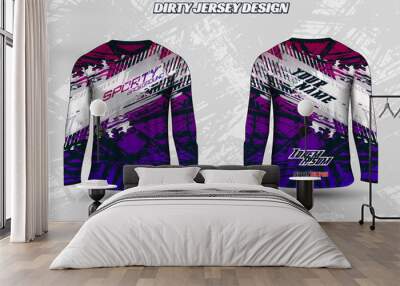 Long sleeve sports racing suit. Front back t-shirt design. Templates for team uniforms. Sports design for football, racing, cycling, gaming jersey. Vector. Wall mural