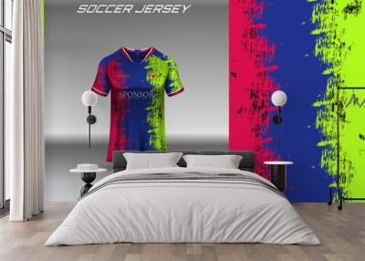 Sports jersey and t-shirt template sports jersey design vector mockup. Sports design for football, racing, gaming jersey. Vector. Wall mural