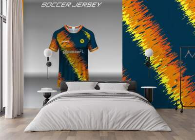 Sports jersey and t-shirt template sports jersey design vector mockup. Sports design for football, racing, gaming jersey. Vector. Wall mural