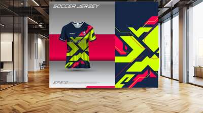 Sports jersey and t-shirt template sports jersey design vector mockup. Sports design for football, racing, gaming jersey. Vector. Wall mural