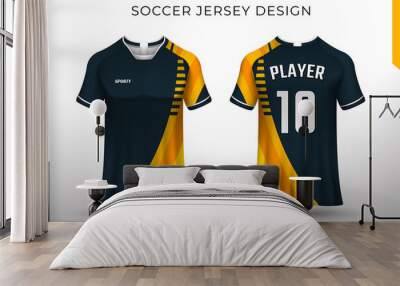 Sports jersey design t-shirt for racing, football, gaming, motocross, cycling. Mockup vector design template. Wall mural