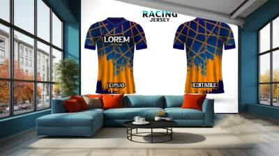 Sports racing jersey design. Front back t-shirt design. Templates for team uniforms. Sports design for football, racing, gaming jersey. Vector. Wall mural