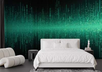 Background binary code is in mint color Wall mural