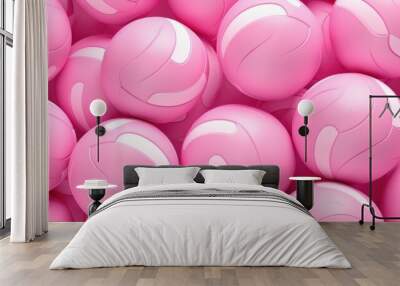 Background with volleyballs in Pink color Wall mural