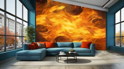 Gold fire background. Wall mural