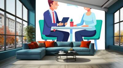  job interview conversation hr managers and employees vector illustration Wall mural