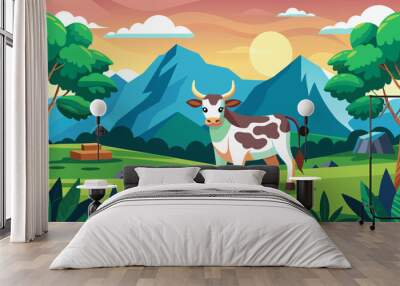 animal-cow-landscape-bacgroud Wall mural