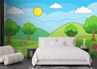 spring landscape background simple vector illust Wall mural