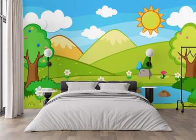 spring landscape background simple vector illust Wall mural