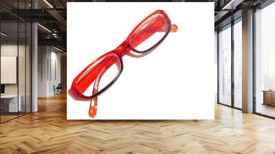 Used reading glasses isolated on white Wall mural