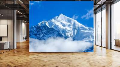 Panoramic beautiful view of mount Ama Dablam with beautiful sky on the way to Everest base camp, Khumbu valley, Sagarmatha national park, Everest area, Nepal Wall mural