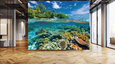 Snorkeling in crystal clear waters Explore the vibrant coral reefs and exotic marine life beneath the surface. Wall mural