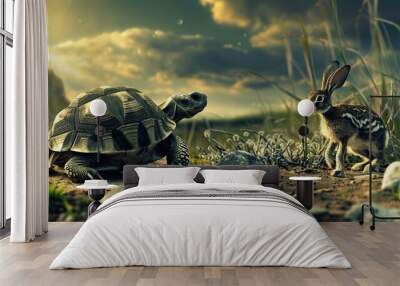 The tortoise is ahead of the hare race in strategy and strategic leadership concepts. Wall mural