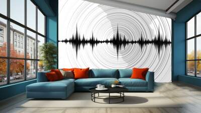 Peru Earthquake Wave with Circle Vibration on White background,audio wave diagram concept,design for education,science and news,Vector Illustration. Wall mural