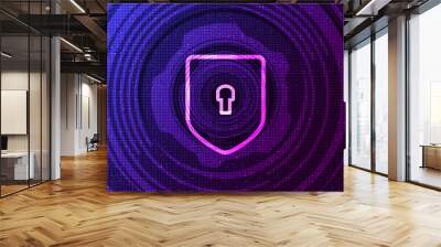 Purple Digital Technology Shield Security,protection and connection Concept background design.vector illustration. Wall mural