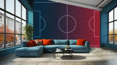 Red and Blue Football field on Digital Technology Background,vector. Wall mural